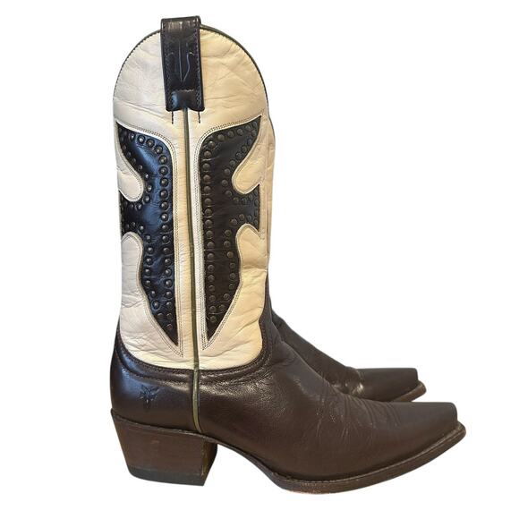 Frye Vintage Daisy Dukes Brown Leather Pointed Toe Cowgirl Boots Size 7.5 - Picture 8 of 11